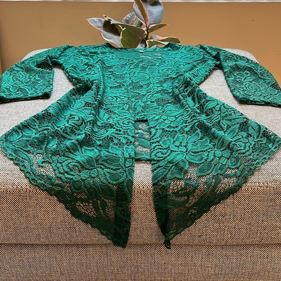 Forest Fairy Green Lace Vintage Blouse, Size: Large - Picture 7 of 17